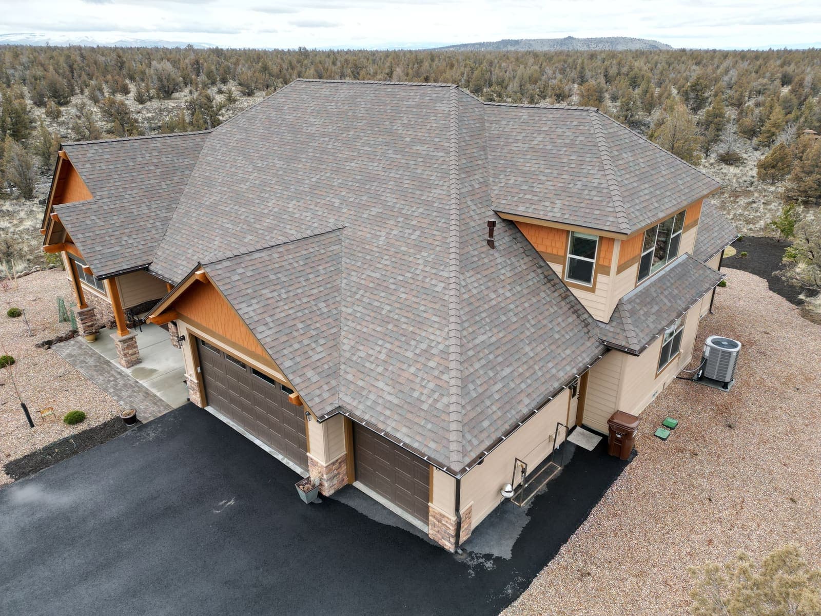 Aerial photo of a roof in Sisters, Oregon